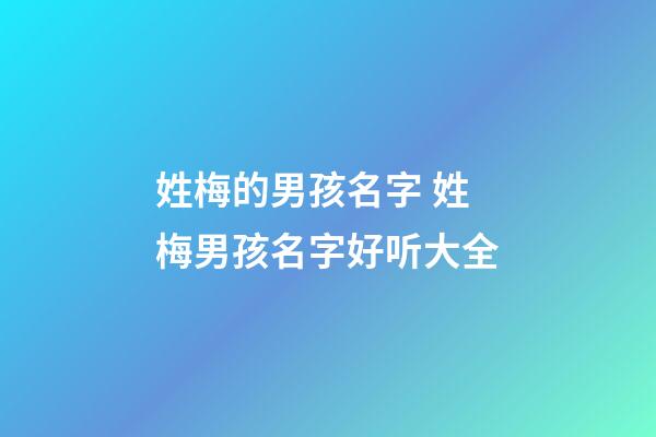 姓梅的男孩名字 姓梅男孩名字好听大全